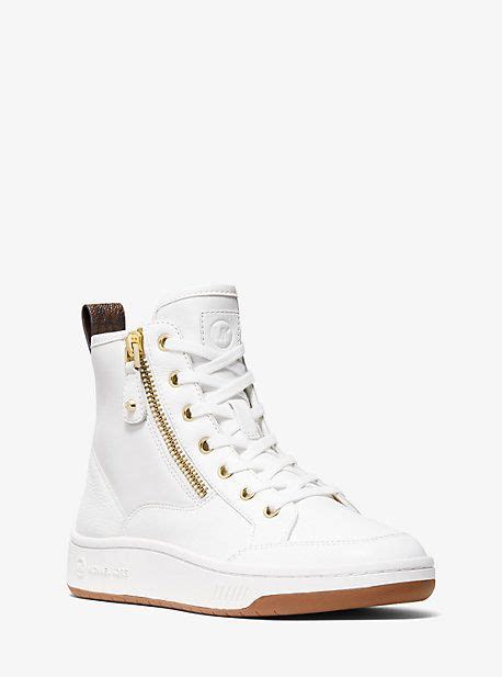 Shea Logo and Leather High Top Sneaker 